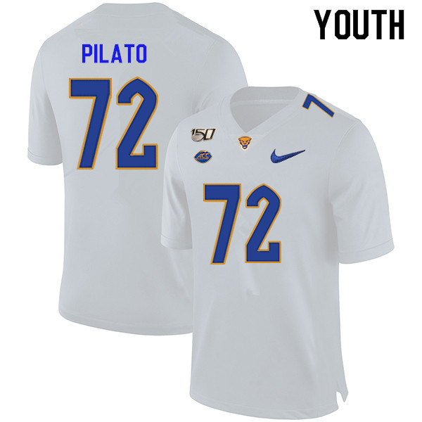 2019 Youth #72 Tony Pilato Pitt Panthers College Football Jerseys Sale-White